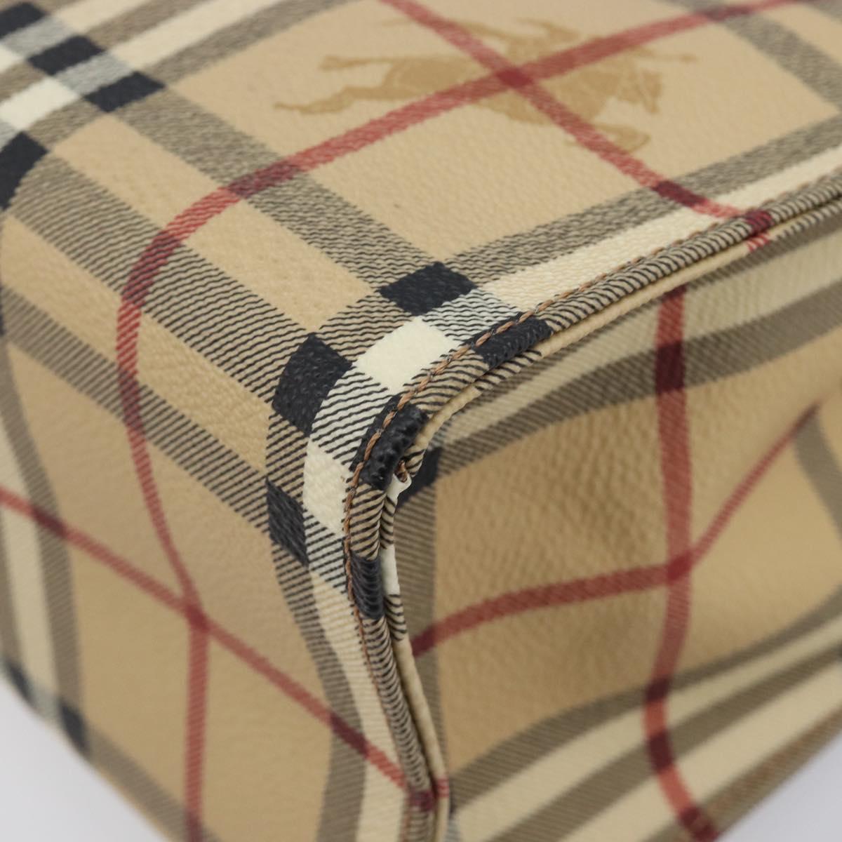 BURBERRY Nova Check Hand Bag PVC Leather Beige Auth BA16500V