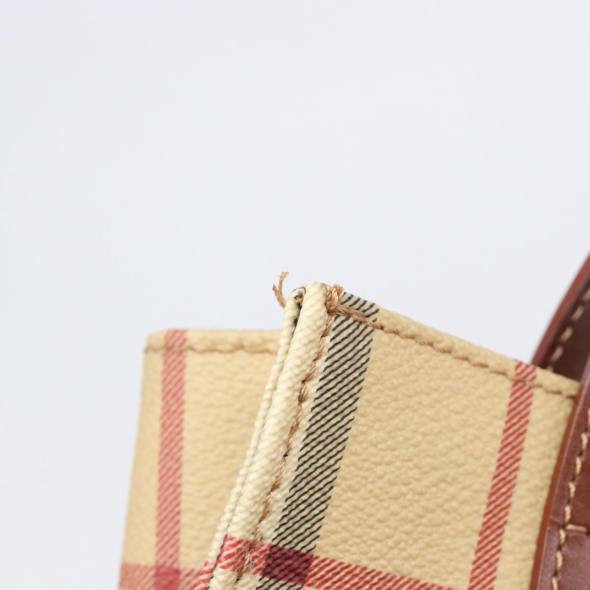 BURBERRY Nova Check Hand Bag PVC Leather Beige Auth BA16500V