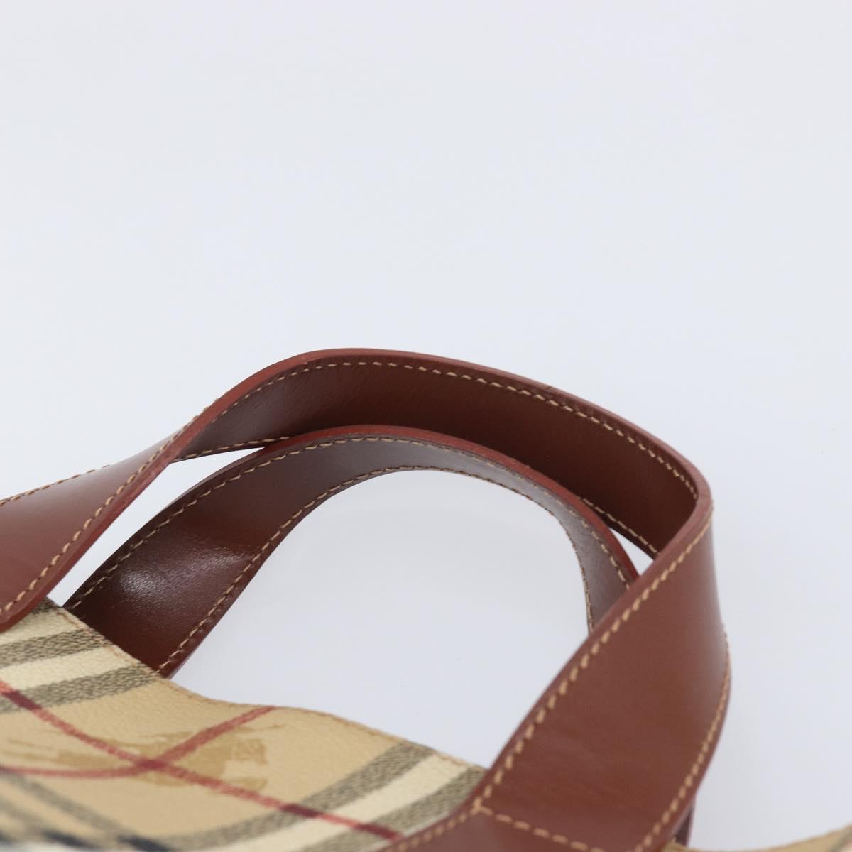 BURBERRY Nova Check Hand Bag PVC Leather Beige Auth BA16500V