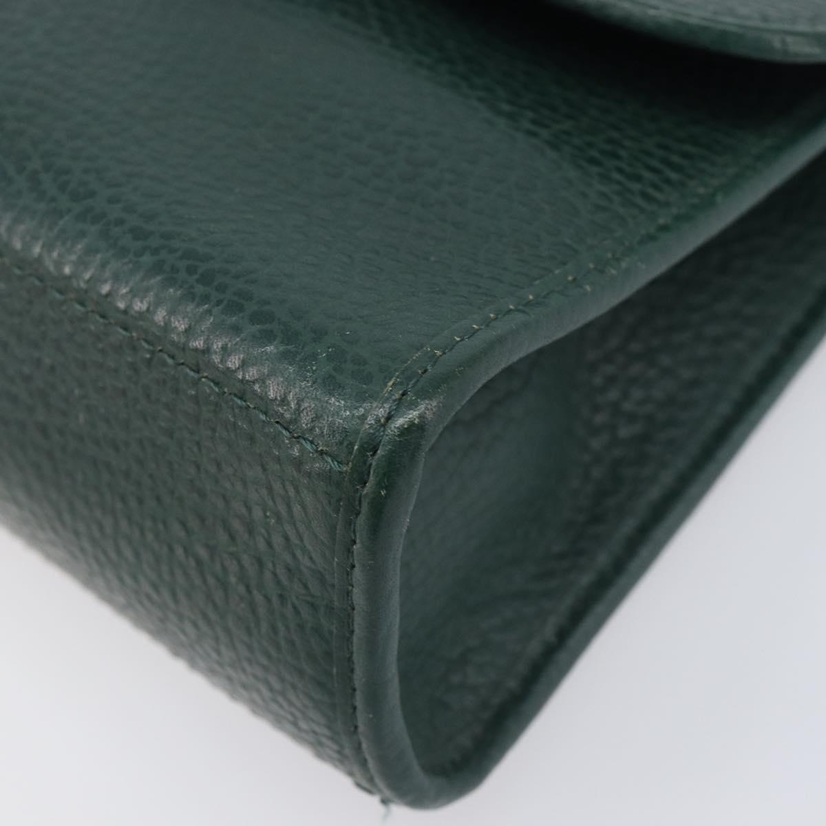 Christian Dior Hand Bag Leather Green Gold Tone Auth BA16502