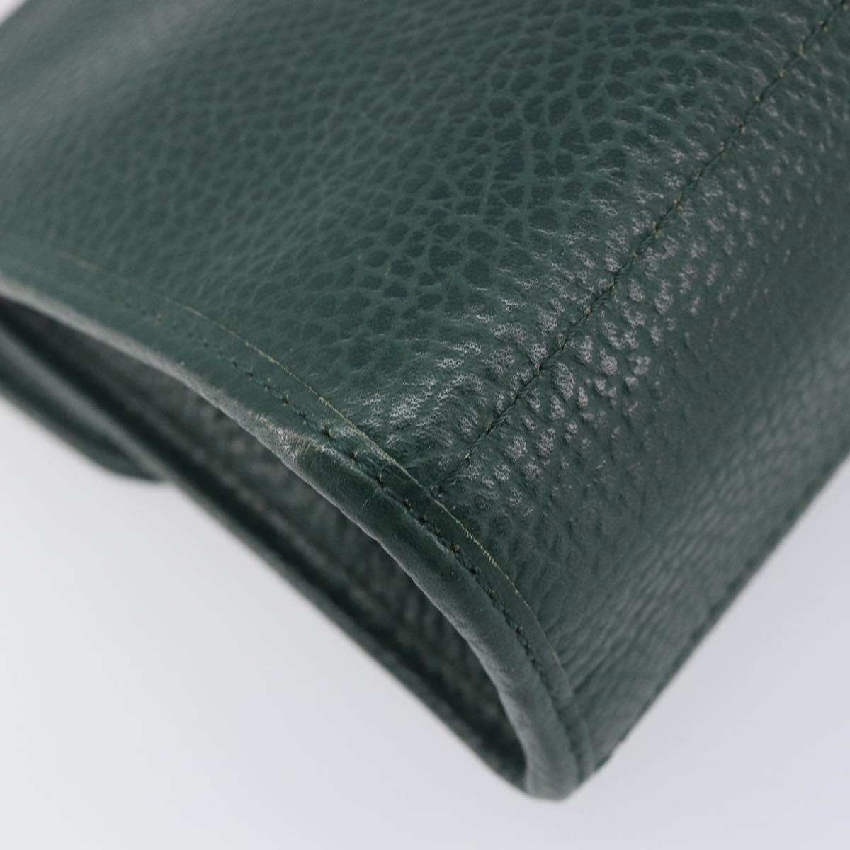 Christian Dior Hand Bag Leather Green Gold Tone Auth BA16502