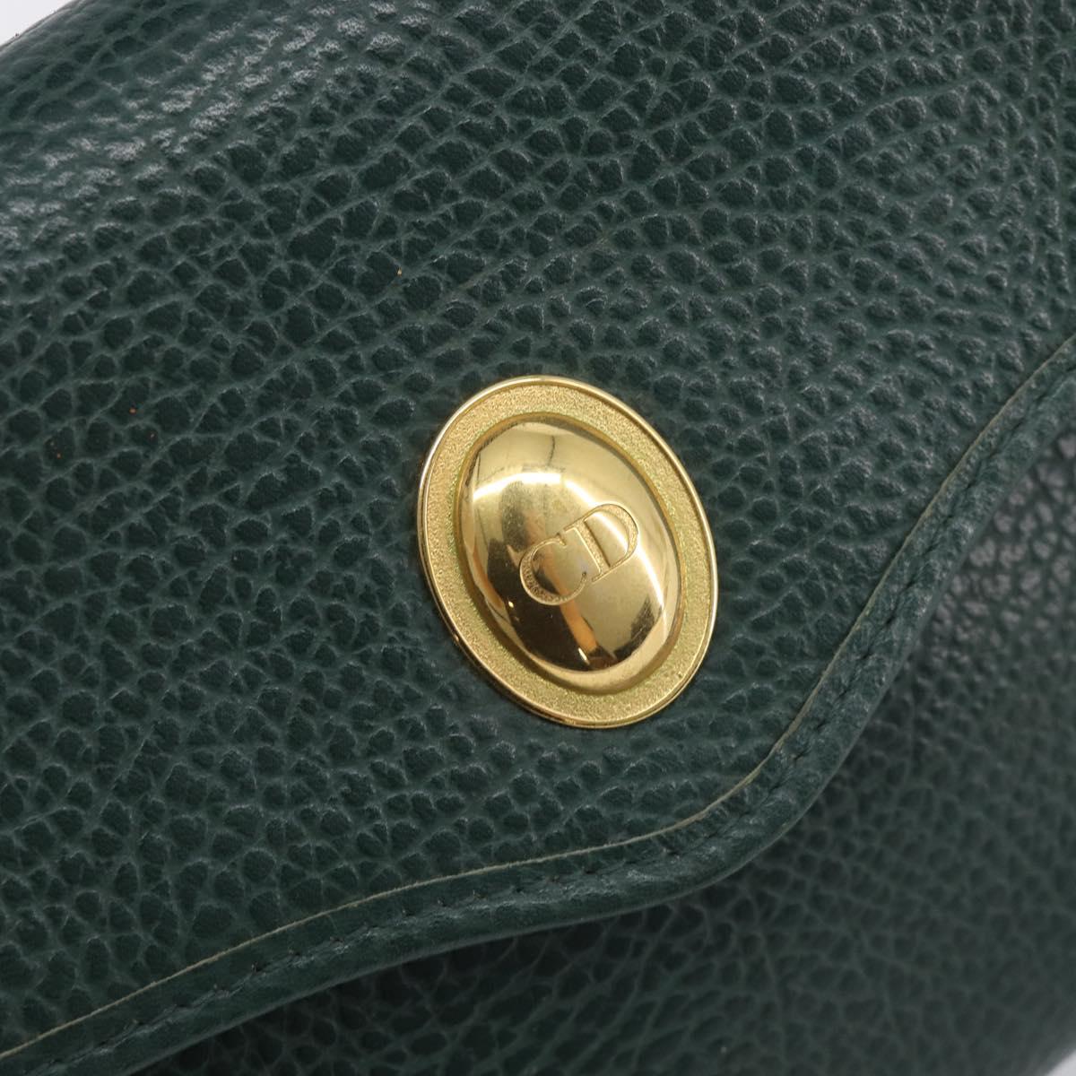 Christian Dior Hand Bag Leather Green Gold Tone Auth BA16502