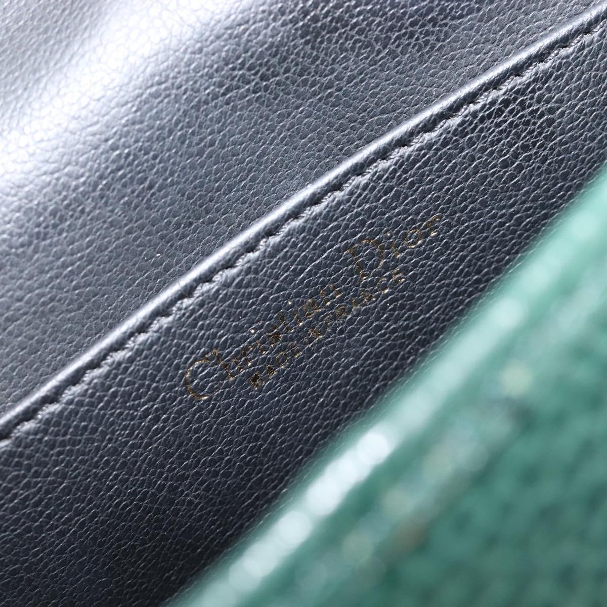 Christian Dior Hand Bag Leather Green Gold Tone Auth BA16502
