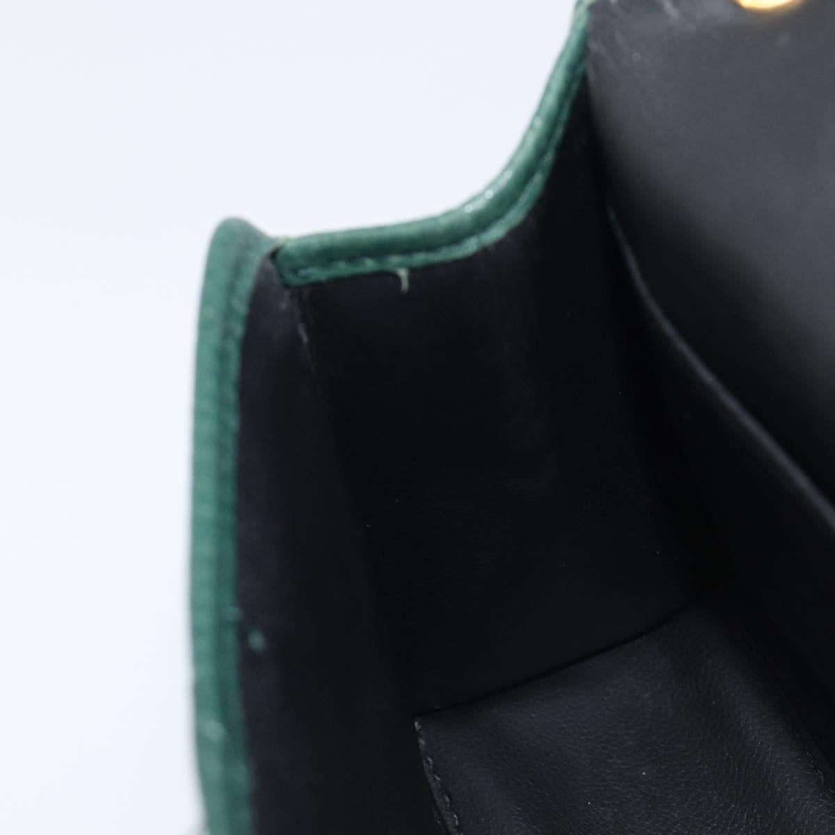 Christian Dior Hand Bag Leather Green Gold Tone Auth BA16502