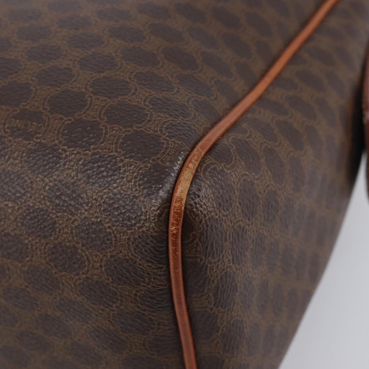 CELINE Macadam Hand Bag PVC Brown Gold Tone Auth BA16504