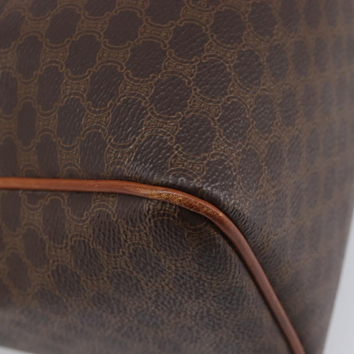 CELINE Macadam Hand Bag PVC Brown Gold Tone Auth BA16504