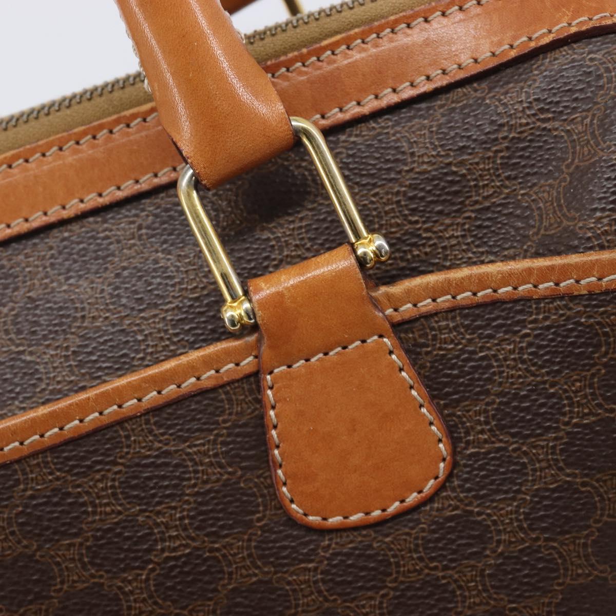 CELINE Macadam Hand Bag PVC Brown Gold Tone Auth BA16504