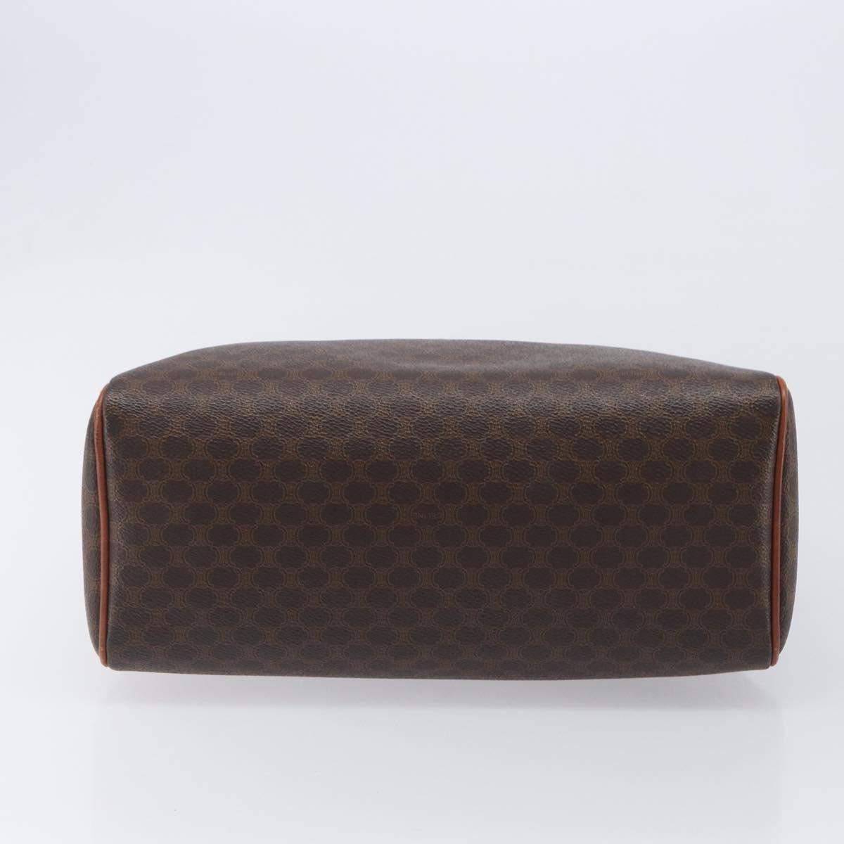 CELINE Macadam Hand Bag PVC Brown Gold Tone Auth BA16504