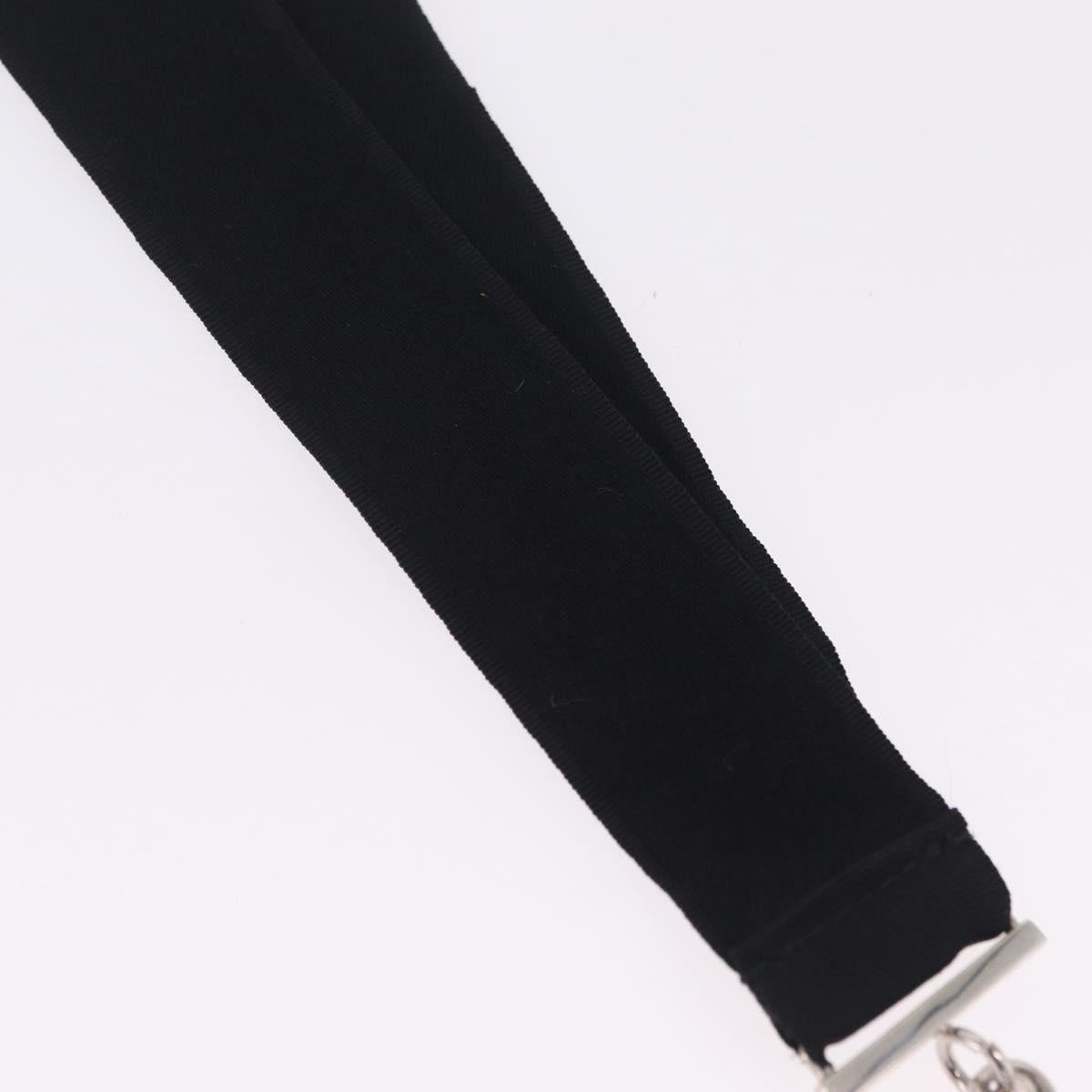 CHANEL Neck Strap Metal Black Silver CC Auth BA16508V