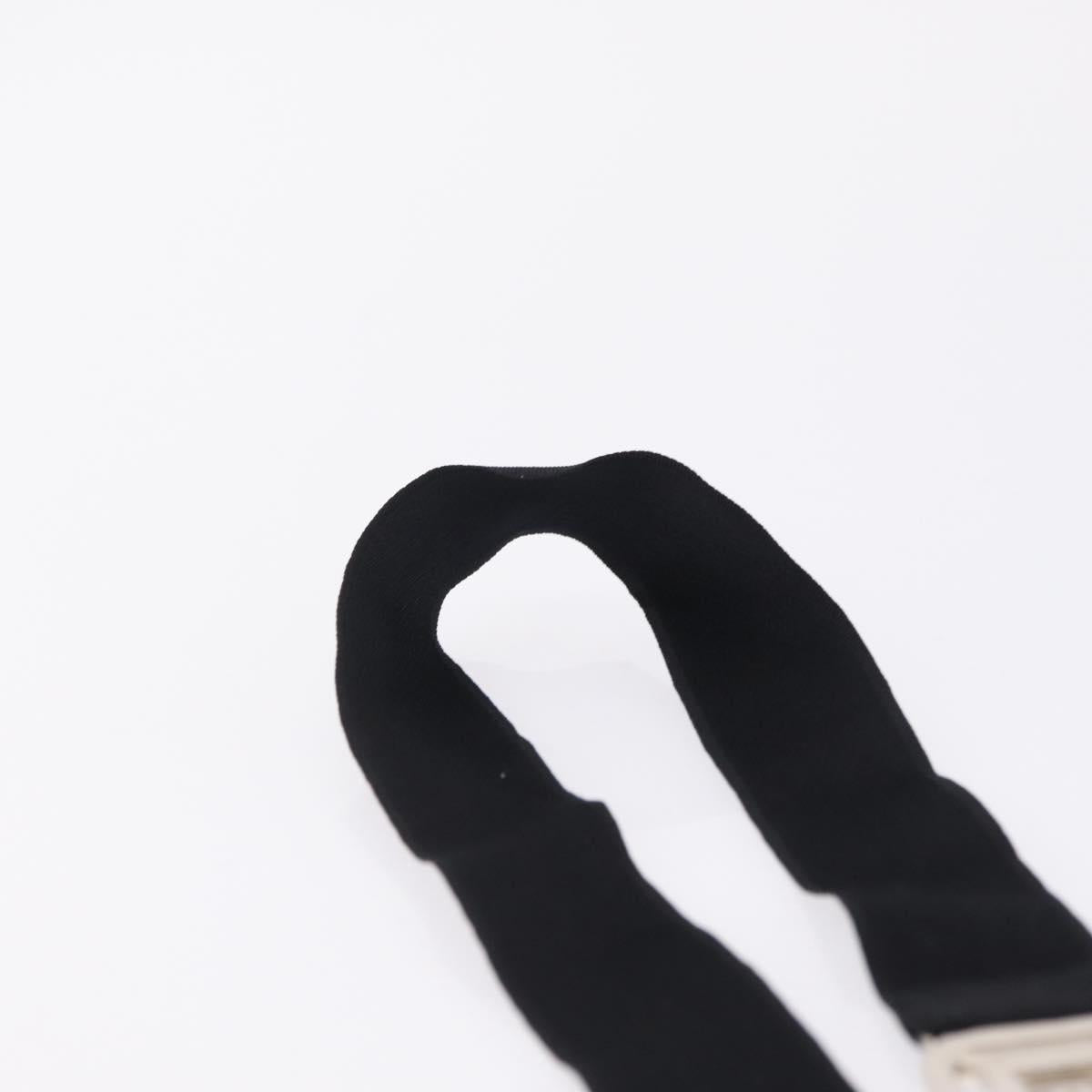 CHANEL Neck Strap Metal Black Silver CC Auth BA16508V