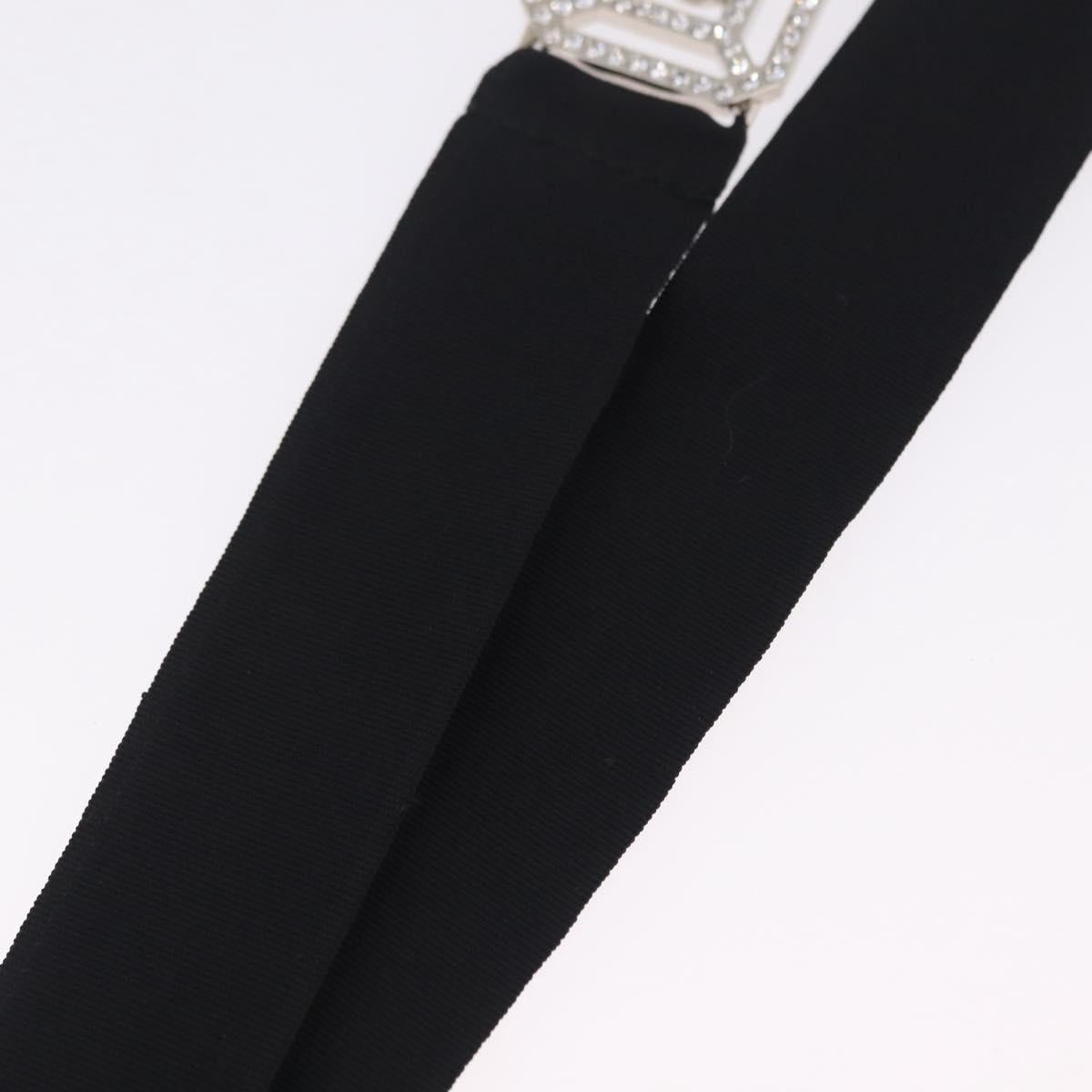 CHANEL Neck Strap Metal Black Silver CC Auth BA16508V
