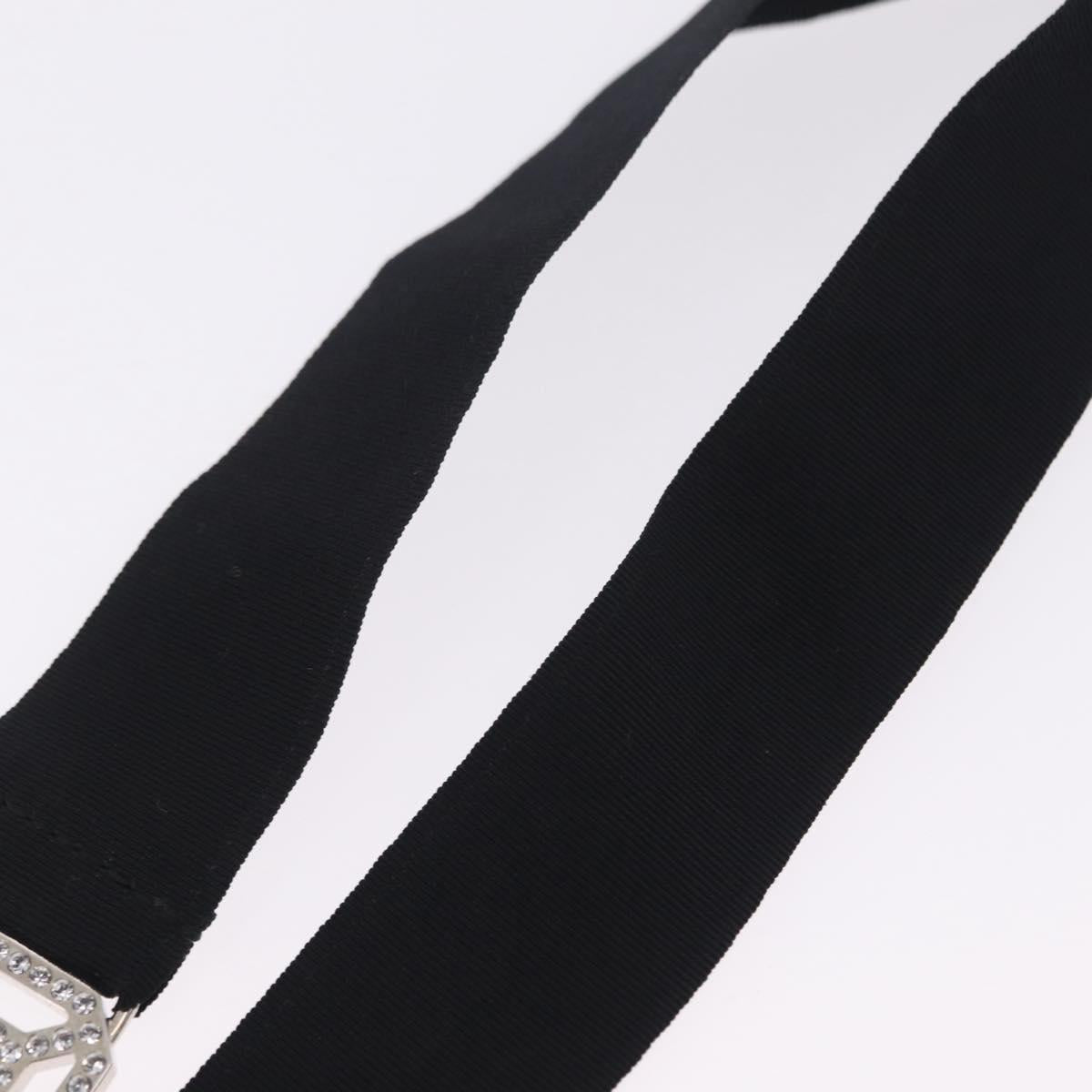 CHANEL Neck Strap Metal Black Silver CC Auth BA16508V