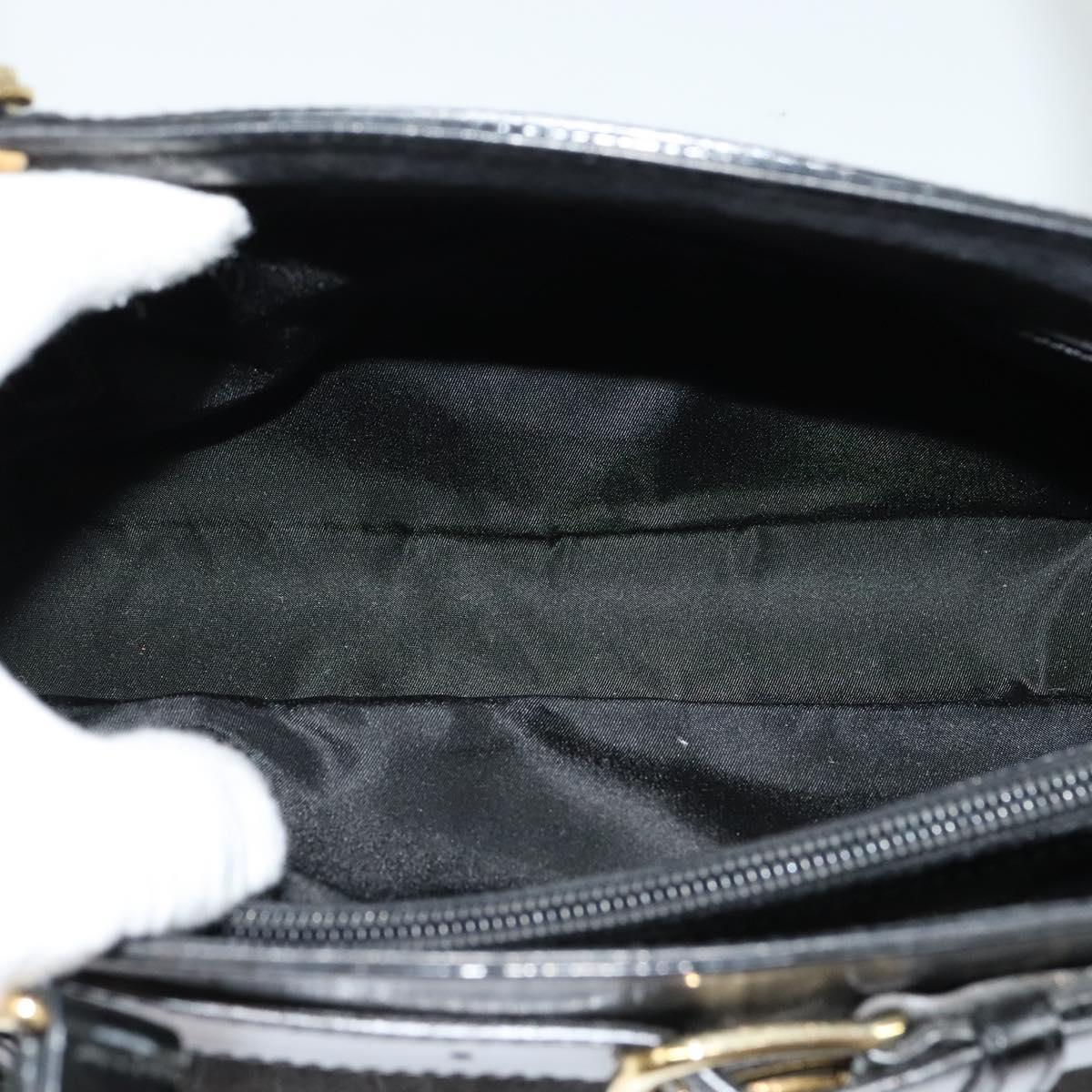 Christian Dior Trotter Canvas Hand Bag Black Gold Auth BA1651