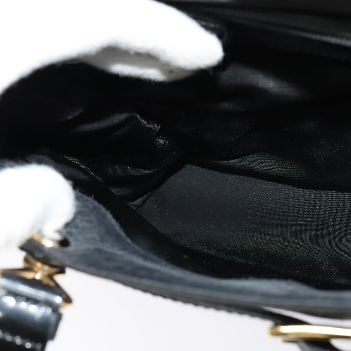 Christian Dior Trotter Canvas Hand Bag Black Gold Auth BA1651