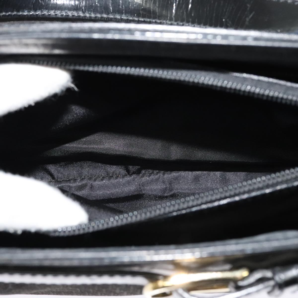 Christian Dior Trotter Canvas Hand Bag Black Gold Auth BA1651