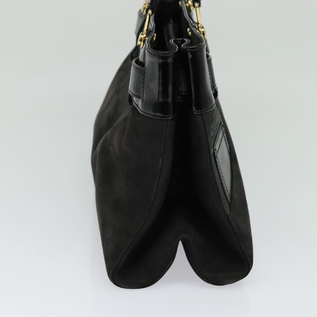 Christian Dior Trotter Canvas Hand Bag Black Gold Auth BA1651