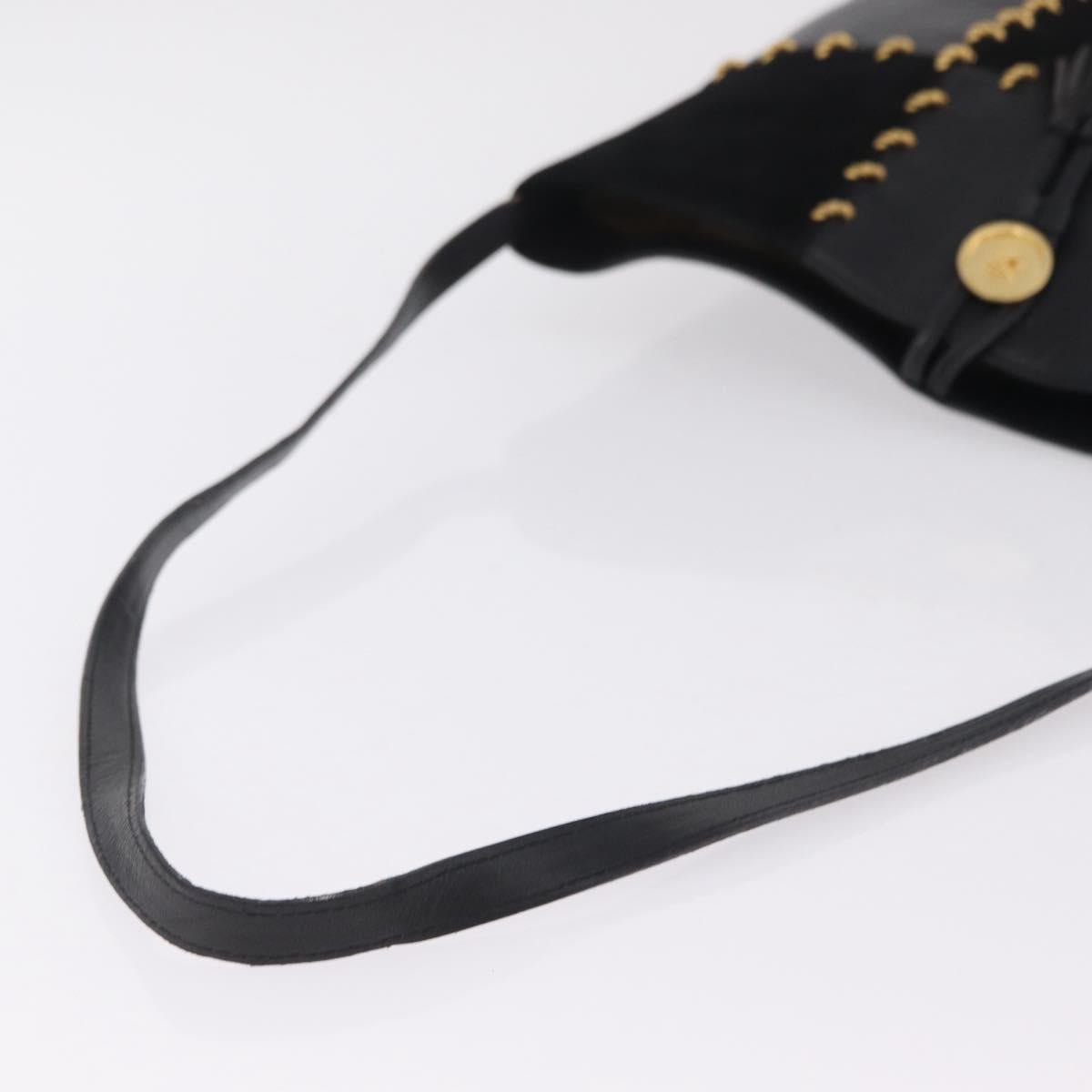 Salvatore Ferragamo Tote Bag Suede Black Gold Tone Auth BA16514