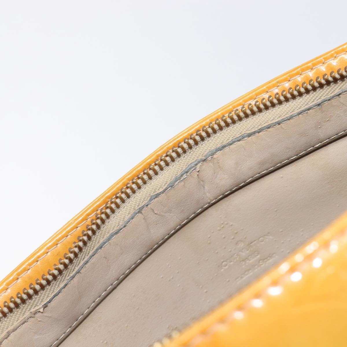 LOUIS VUITTON Monogram Vernis Houston Hand Bag Beige M91004 LV Auth BA16516