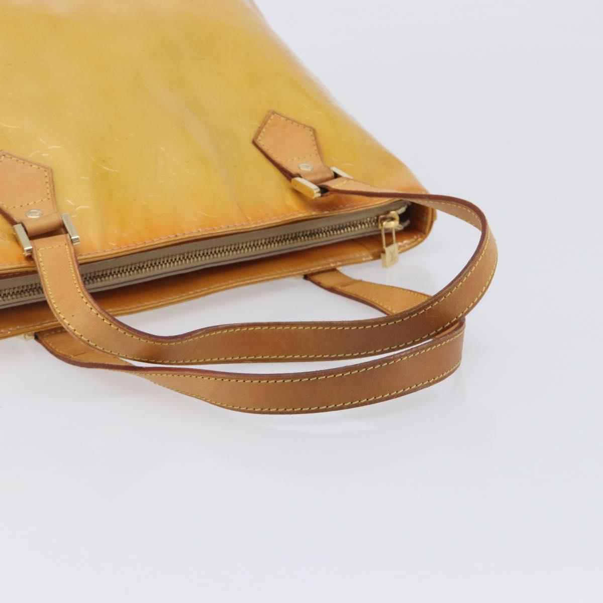 LOUIS VUITTON Monogram Vernis Houston Hand Bag Beige M91004 LV Auth BA16516