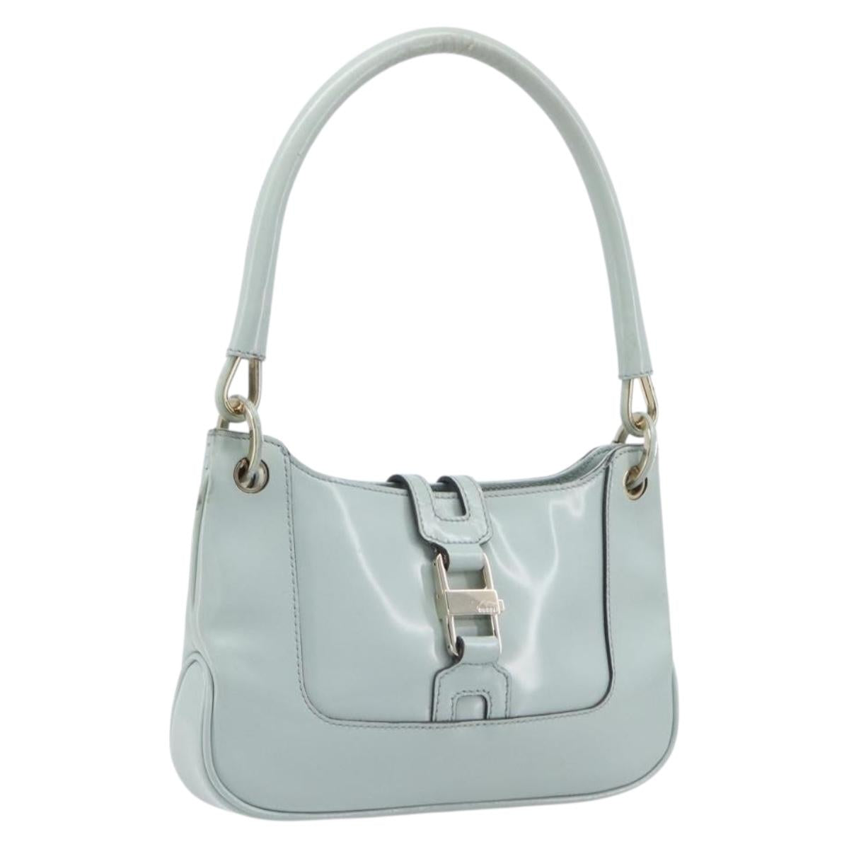 GUCCI Hand Bag Patent Light Blue Gold Tone 005 0817 Auth BA16527