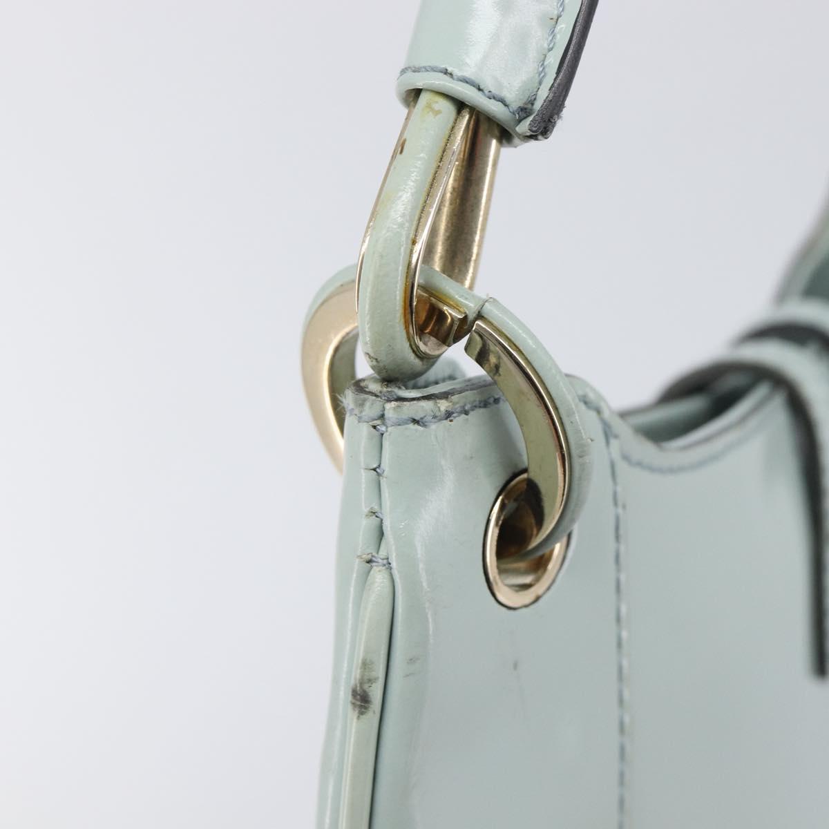 GUCCI Hand Bag Patent Light Blue Gold Tone 005 0817 Auth BA16527
