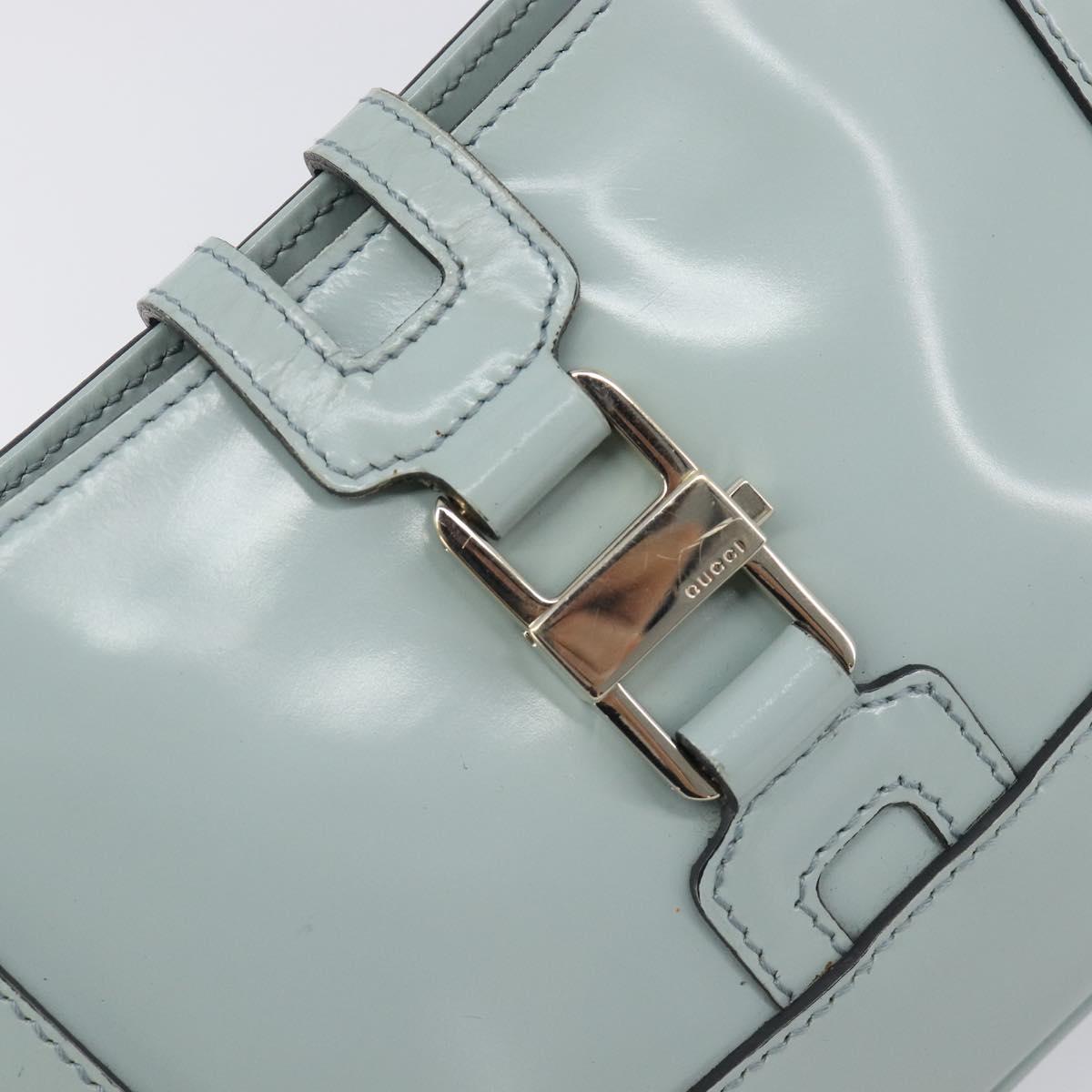 GUCCI Hand Bag Patent Light Blue Gold Tone 005 0817 Auth BA16527