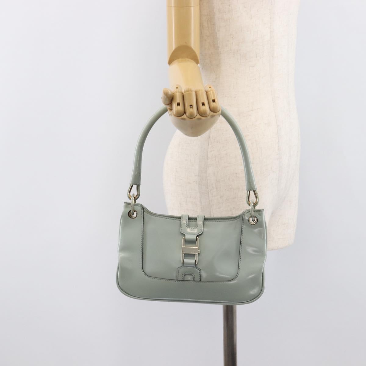 GUCCI Hand Bag Patent Light Blue Gold Tone 005 0817 Auth BA16527