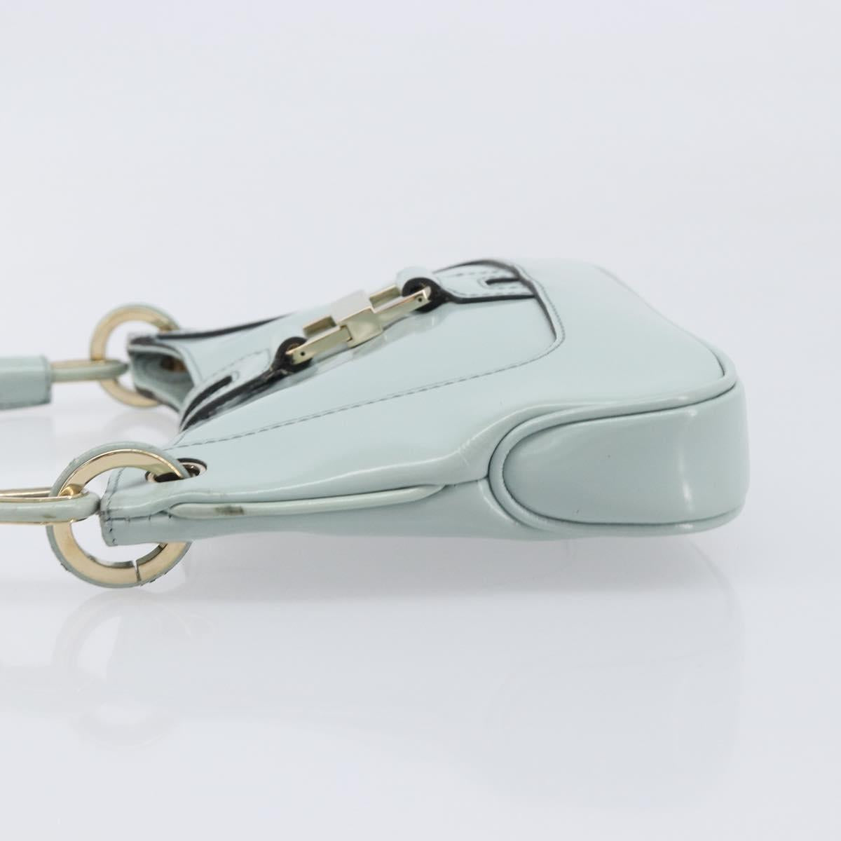 GUCCI Hand Bag Patent Light Blue Gold Tone 005 0817 Auth BA16527