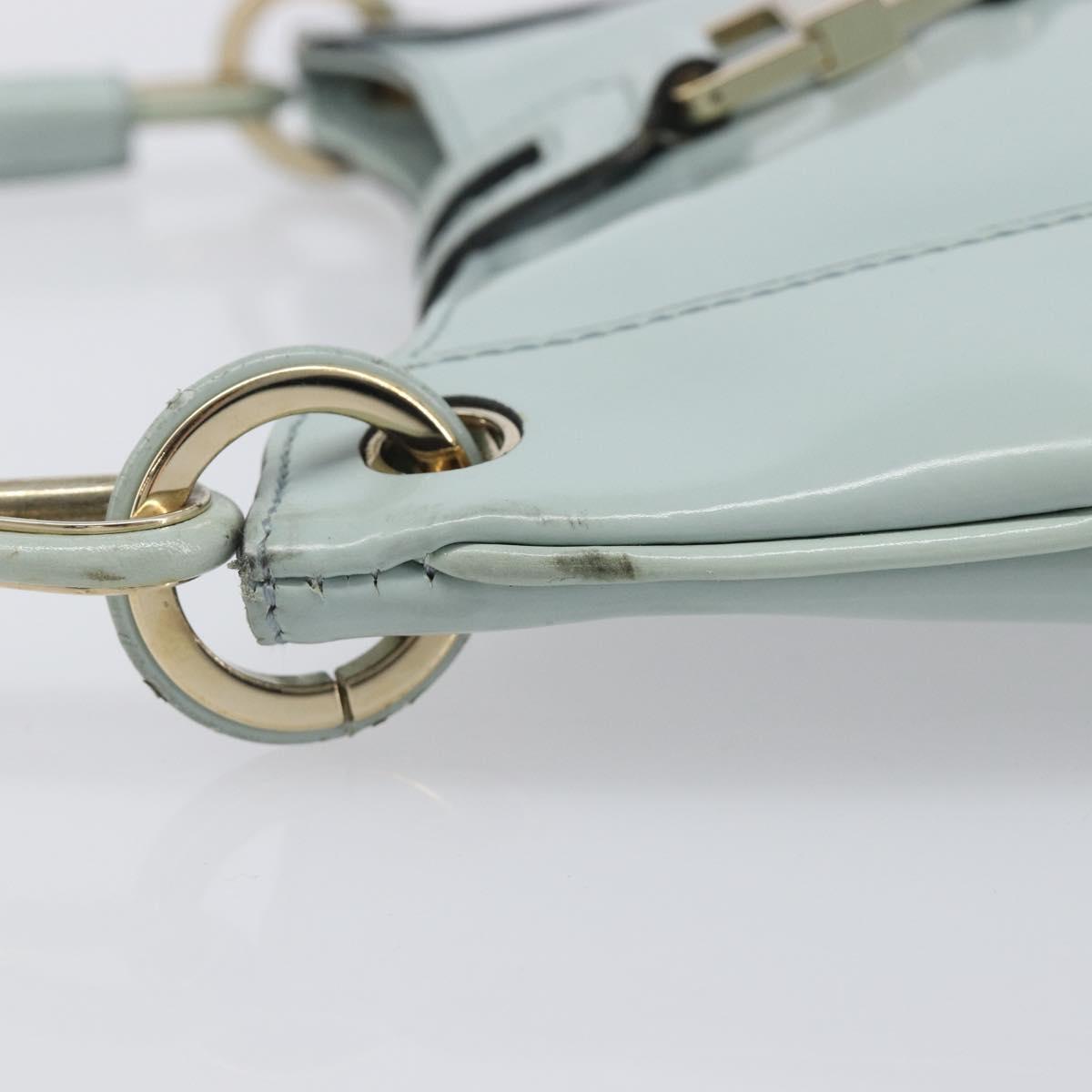 GUCCI Hand Bag Patent Light Blue Gold Tone 005 0817 Auth BA16527