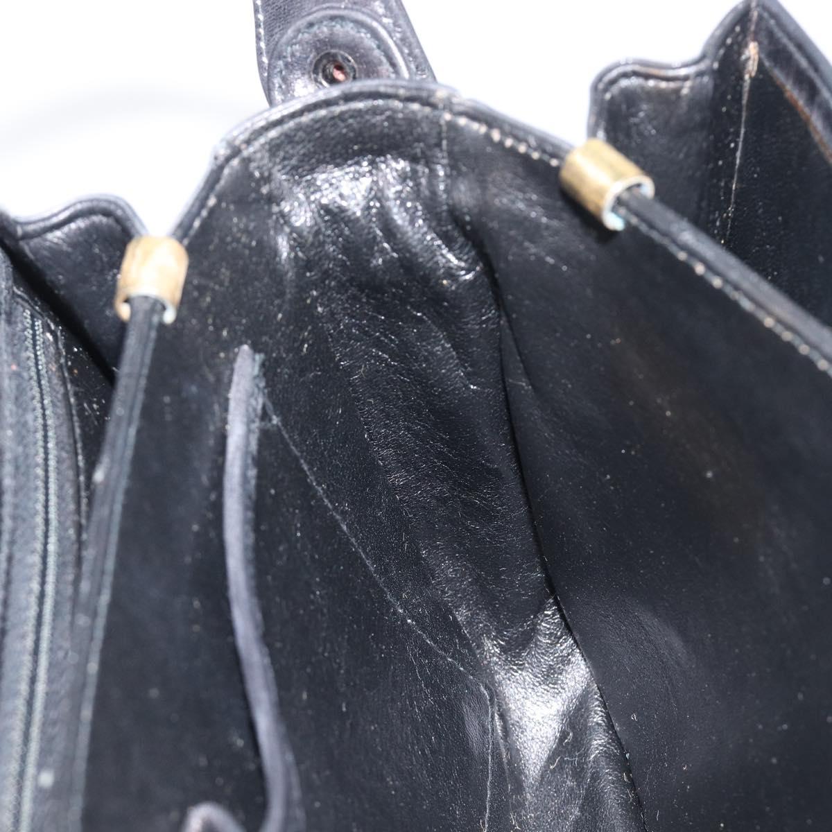 CELINE Shoulder Bag Leather Black Gold Tone Auth BA16528A