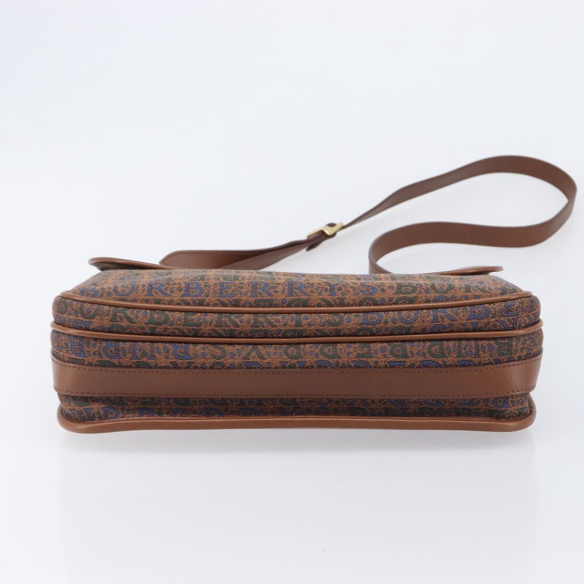 Burberrys Shoulder Bag Canvas Brown Gold Tone Auth BA16531A