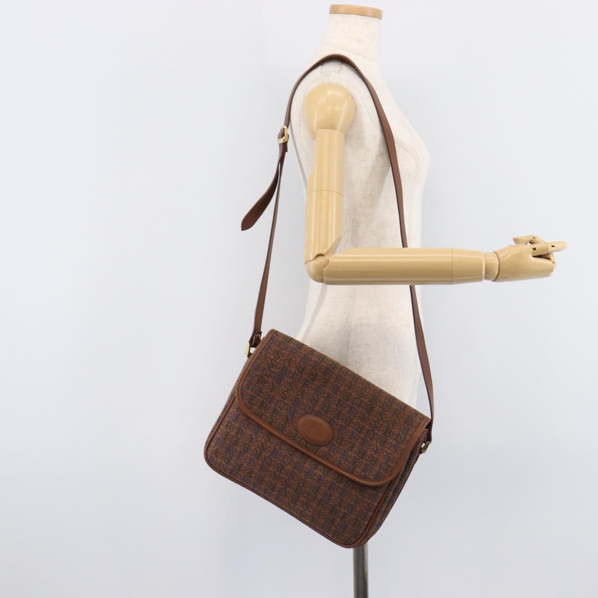 Burberrys Shoulder Bag Canvas Brown Gold Tone Auth BA16531A