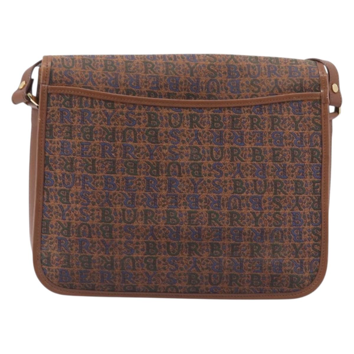 Burberrys Shoulder Bag Canvas Brown Gold Tone Auth BA16531A