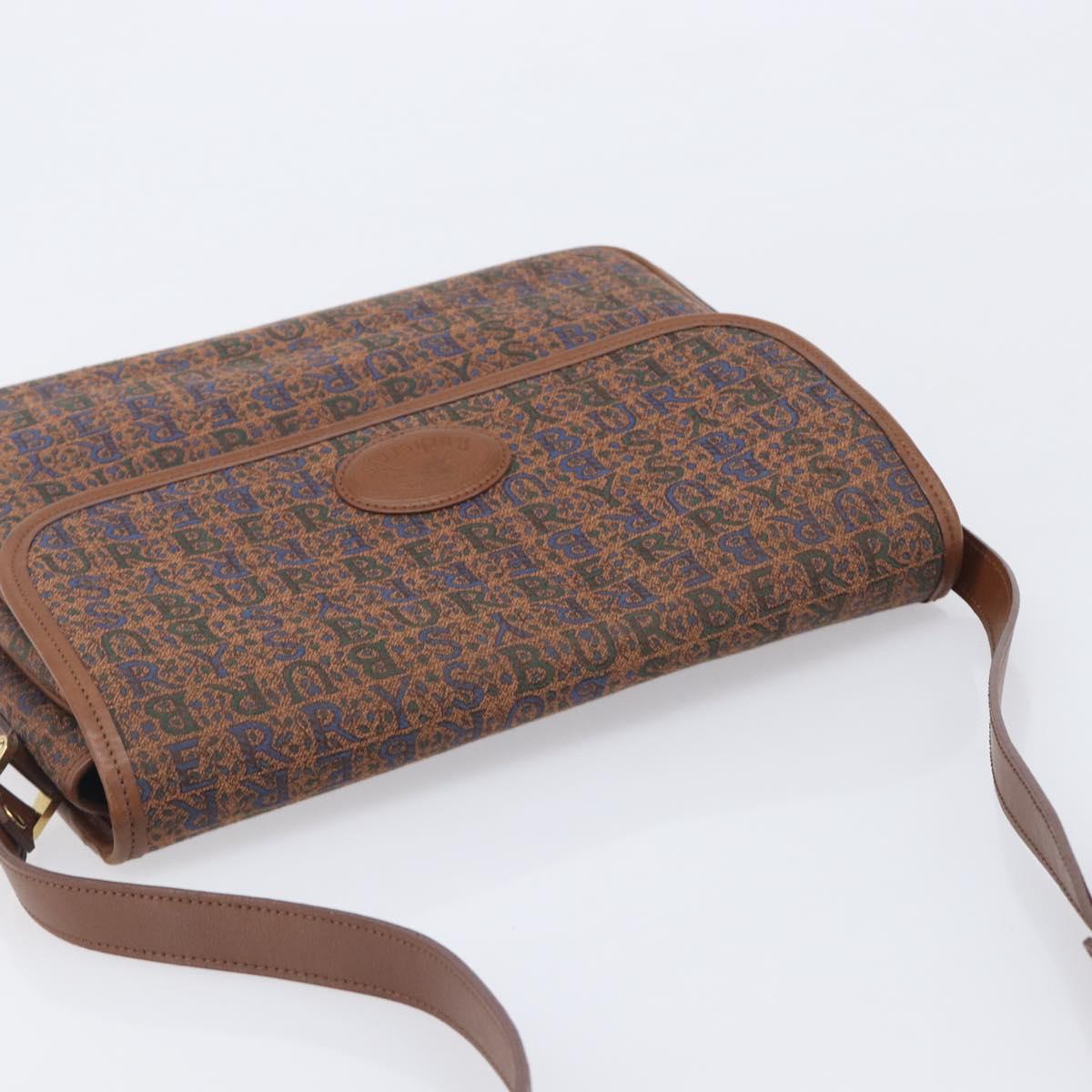Burberrys Shoulder Bag Canvas Brown Gold Tone Auth BA16531A