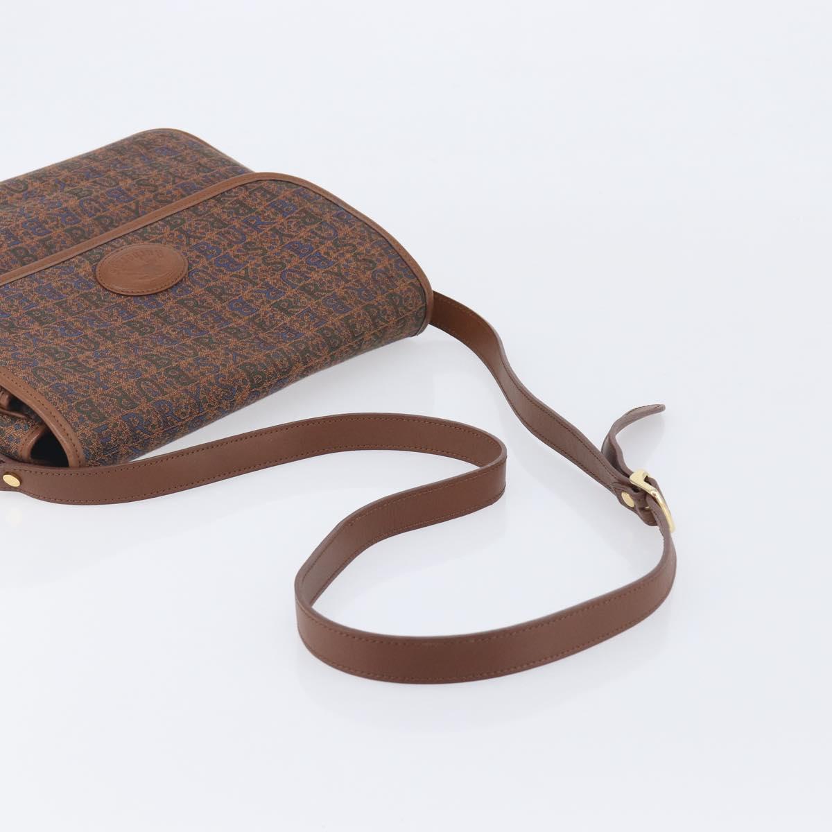 Burberrys Shoulder Bag Canvas Brown Gold Tone Auth BA16531A