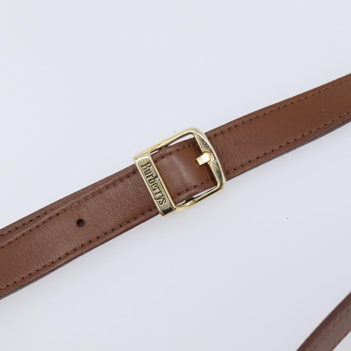 Burberrys Shoulder Bag Canvas Brown Gold Tone Auth BA16531A
