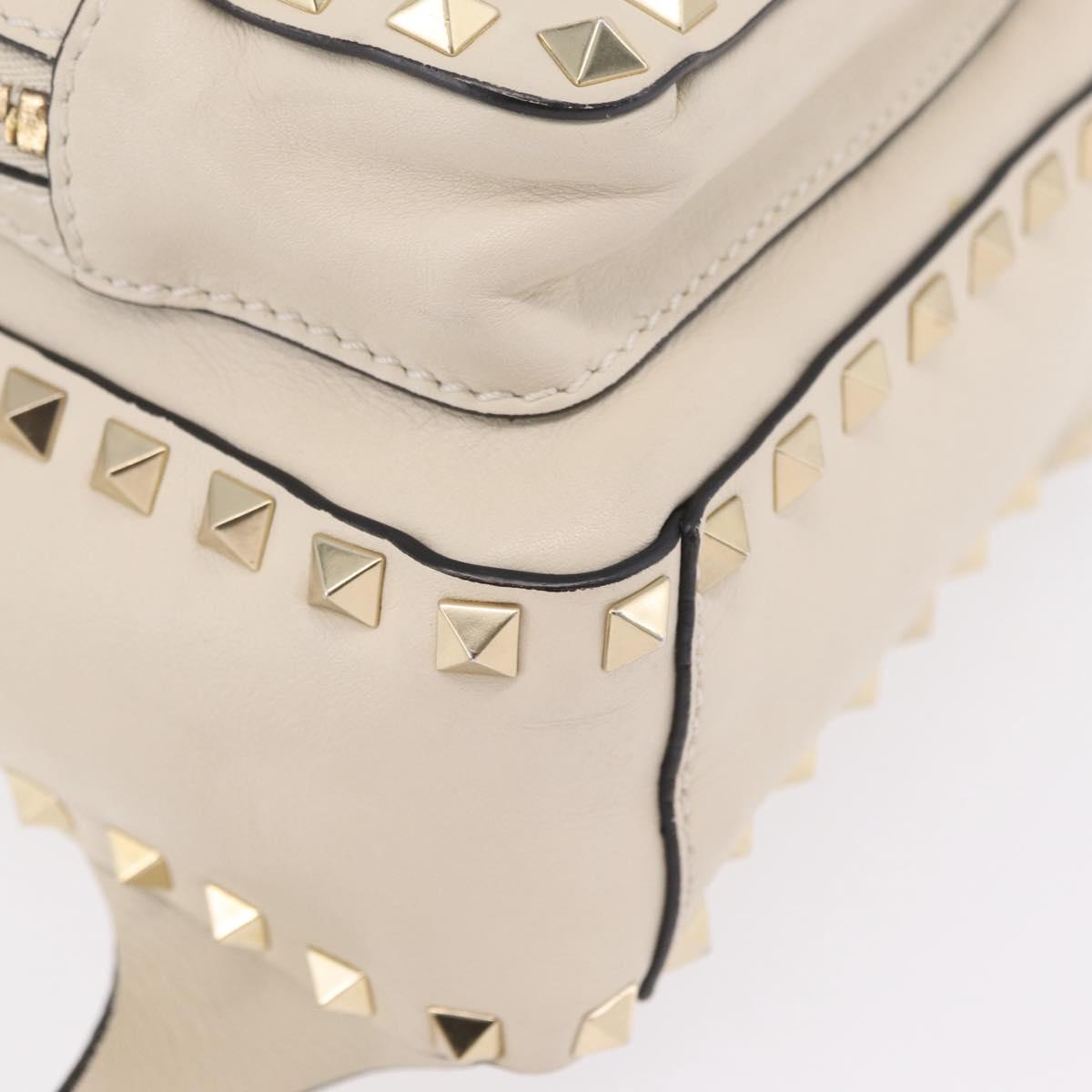 Valentino Rock Studs Backpack Leather Ivory Gold Tone Auth BA16533