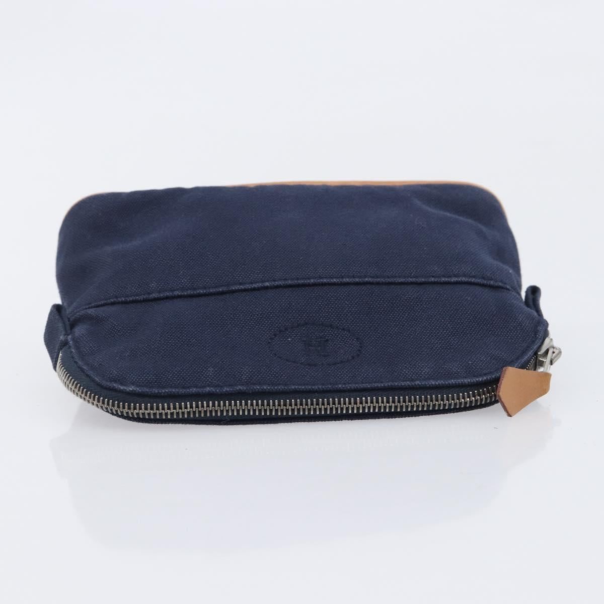 HERMES Bolide Pouch Canvas 2 Set Black Orange Auth BA16534