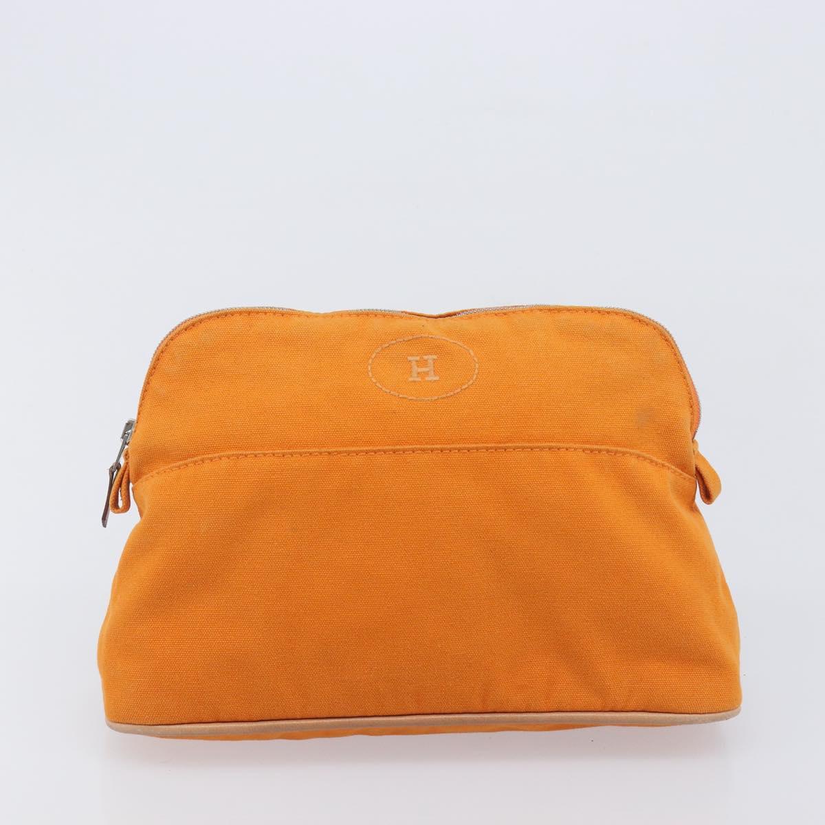 HERMES Bolide Pouch Canvas 2 Set Black Orange Auth BA16534