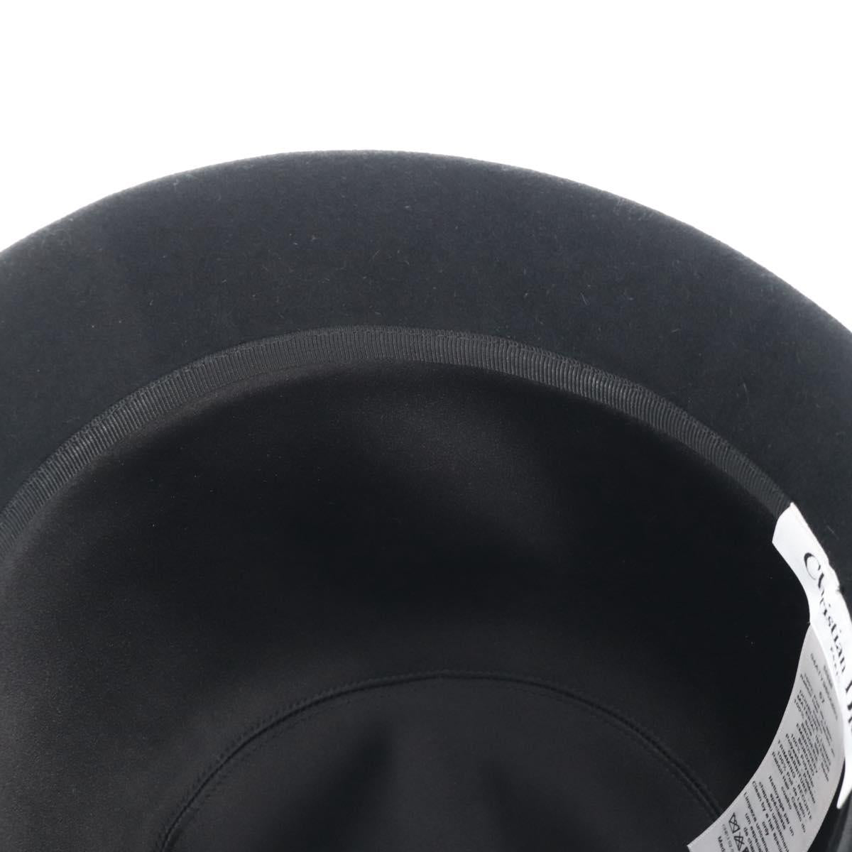 Christian Dior Hat Wool Black Gold Tone Auth BA16536M