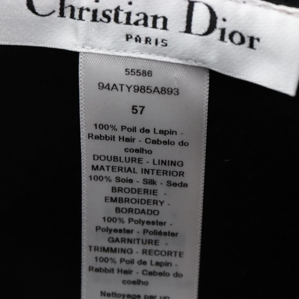 Christian Dior Hat Wool Black Gold Tone Auth BA16536M