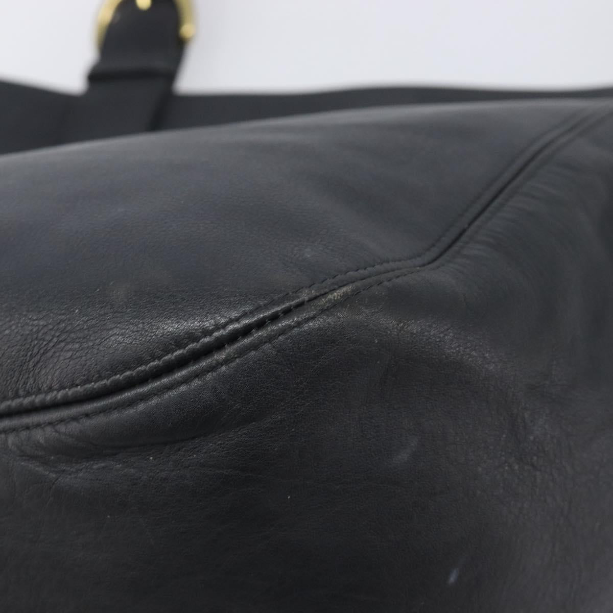 Coach Shoulder Bag Leather Black Gold Tone Auth BA16561