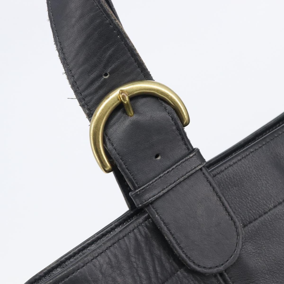 Coach Shoulder Bag Leather Black Gold Tone Auth BA16561