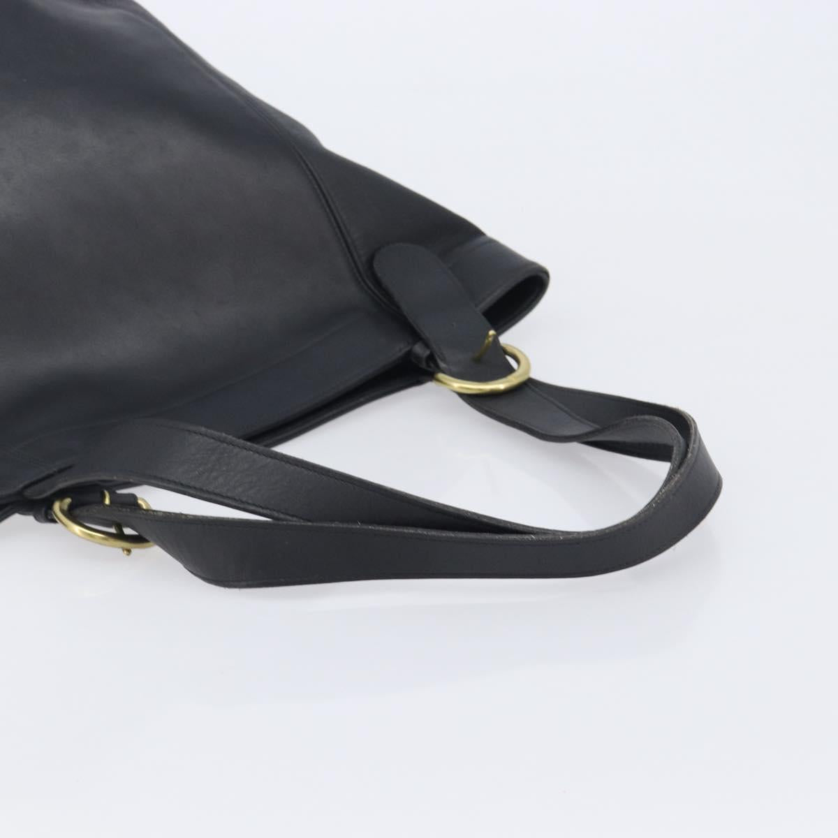 Coach Shoulder Bag Leather Black Gold Tone Auth BA16561