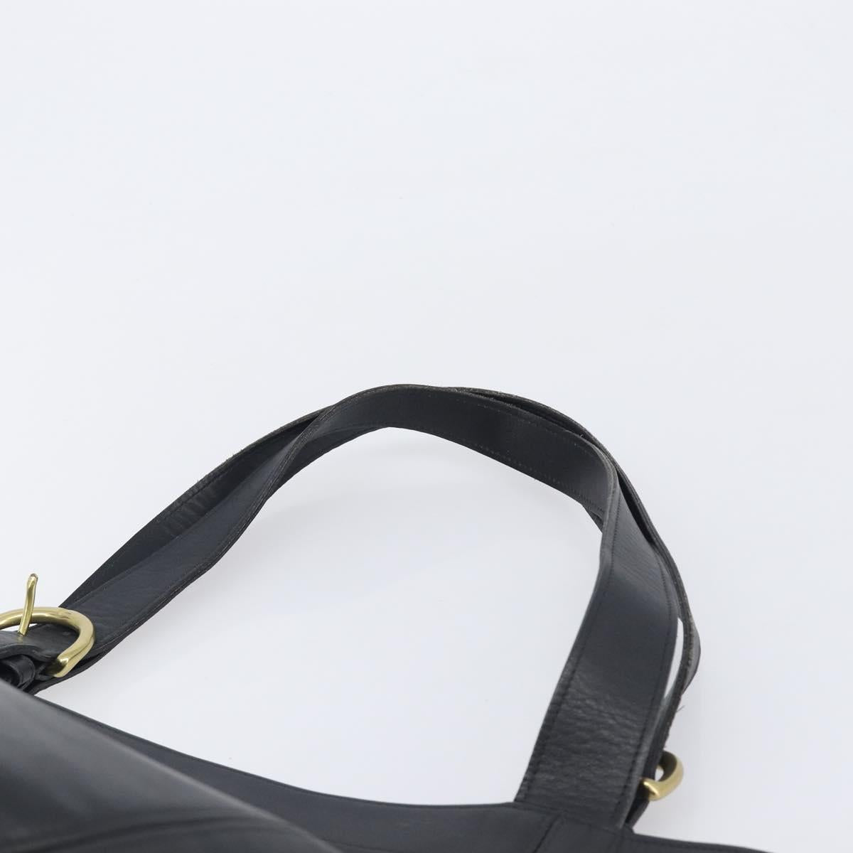 Coach Shoulder Bag Leather Black Gold Tone Auth BA16561