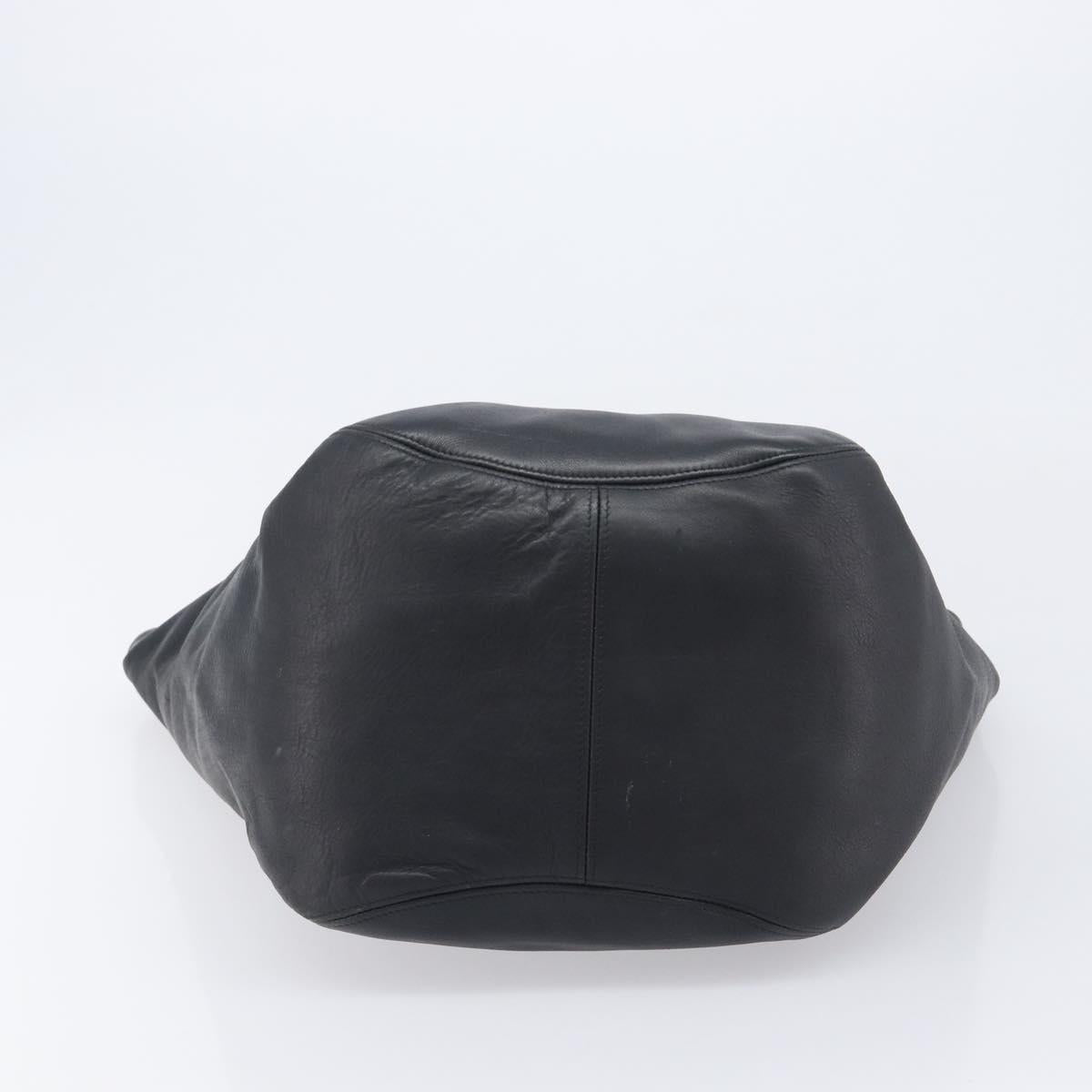 Coach Shoulder Bag Leather Black Gold Tone Auth BA16561