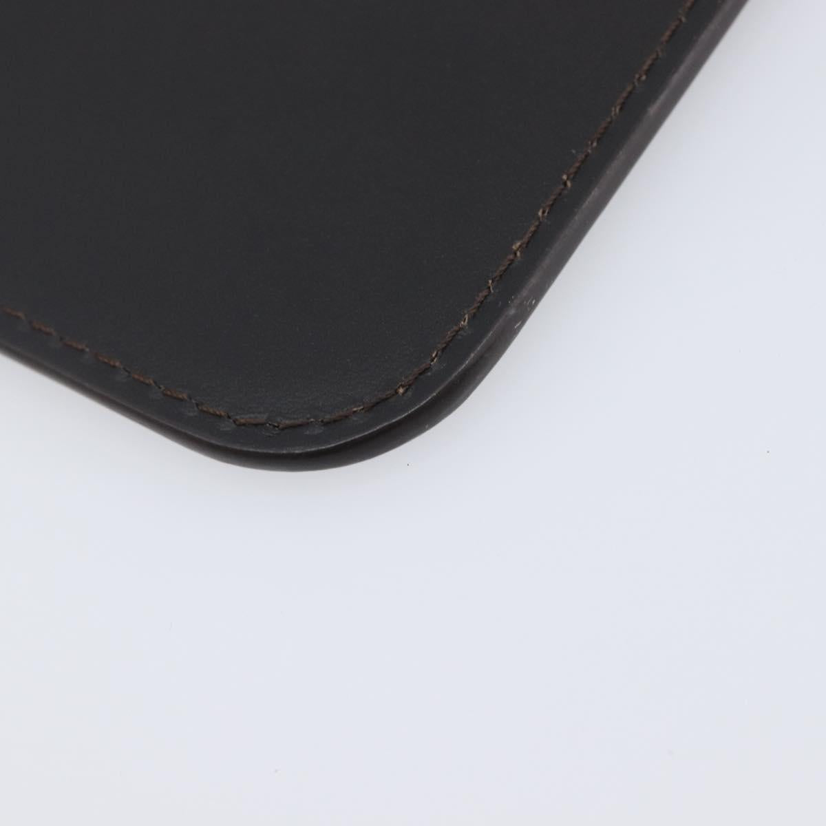 LOUIS VUITTON Mahina Hina MM Pouch Leather Dark Brown LV Auth BA16576V