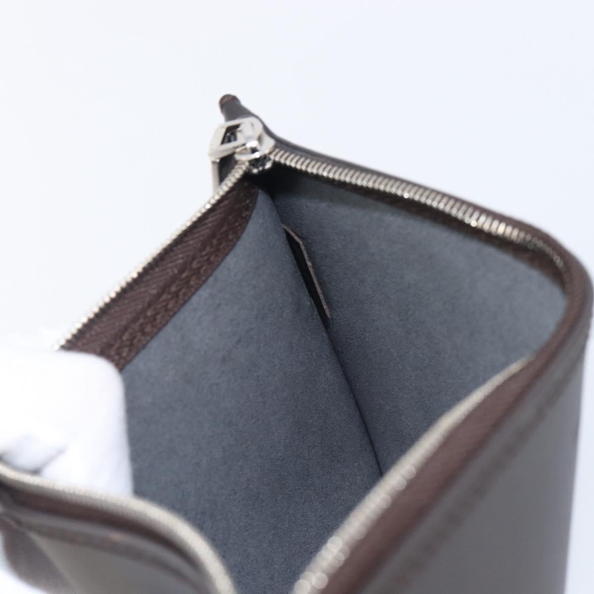 LOUIS VUITTON Mahina Hina MM Pouch Leather Dark Brown LV Auth BA16576V