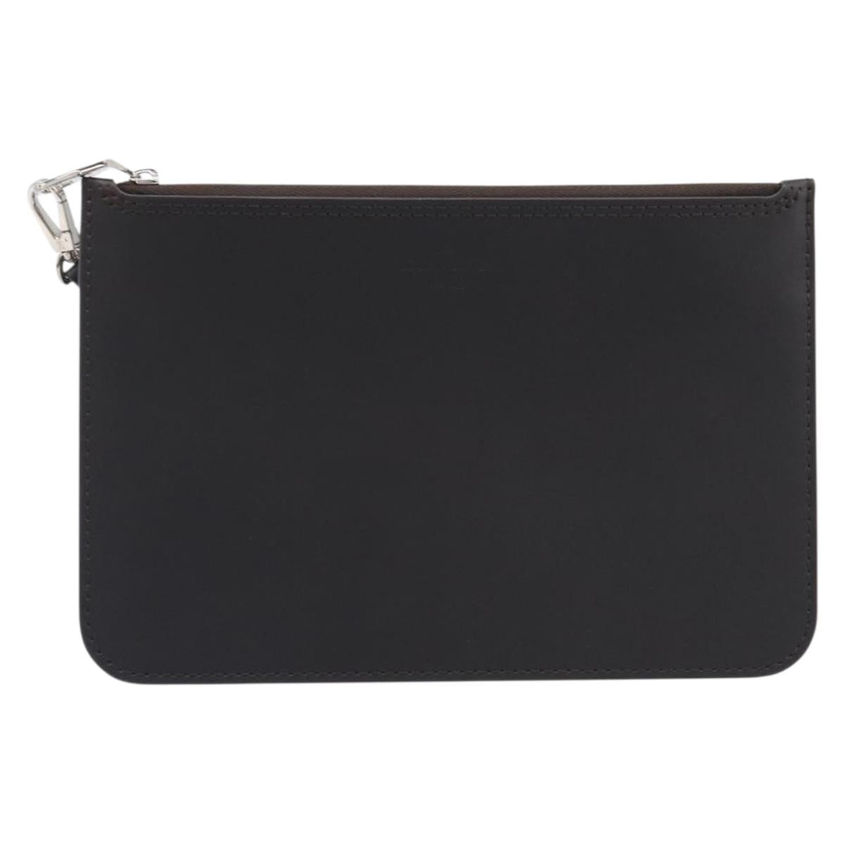 LOUIS VUITTON Mahina Hina MM Pouch Leather Dark Brown LV Auth BA16576V