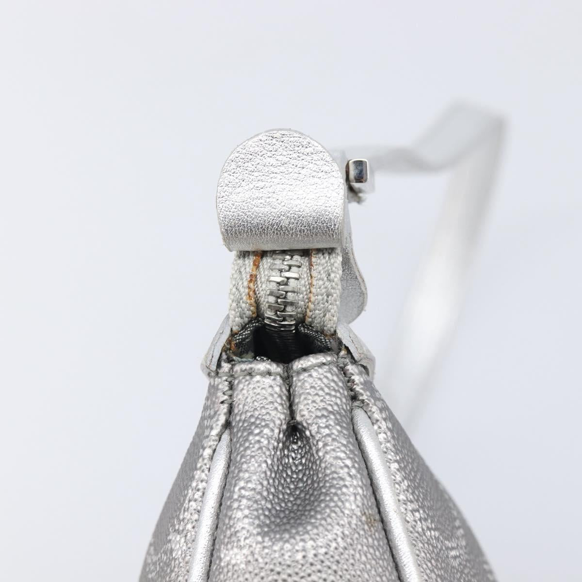 Salvatore Ferragamo Gancini Hand Bag Leather Silver Auth BA16577A